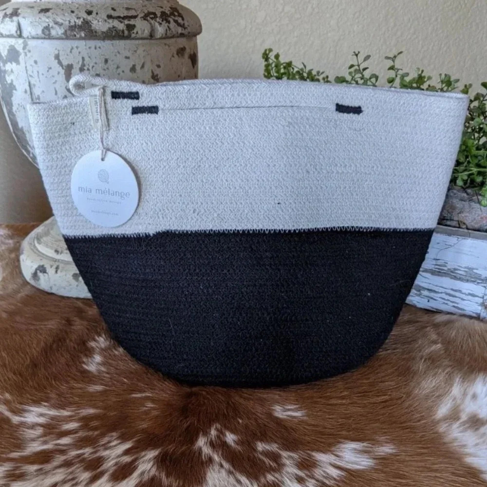 NWT Mia Melange Color Block 100% Cotton Rope Sustainable Foldable Clutch Bag